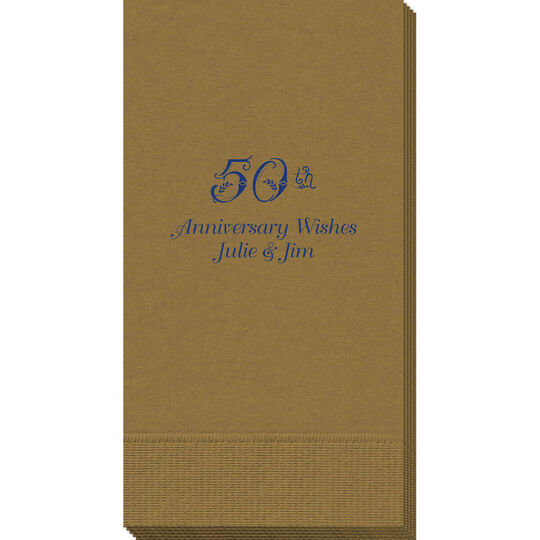 Elegant 50th Scroll Guest Towels